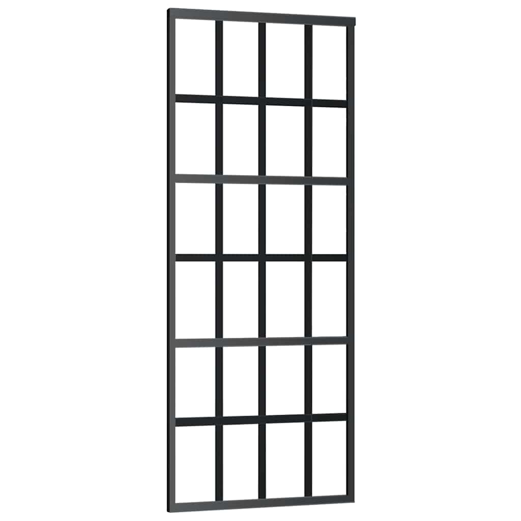 Schiebetür mit Beschlag Schwarz 76x205 cm ESG-Glas