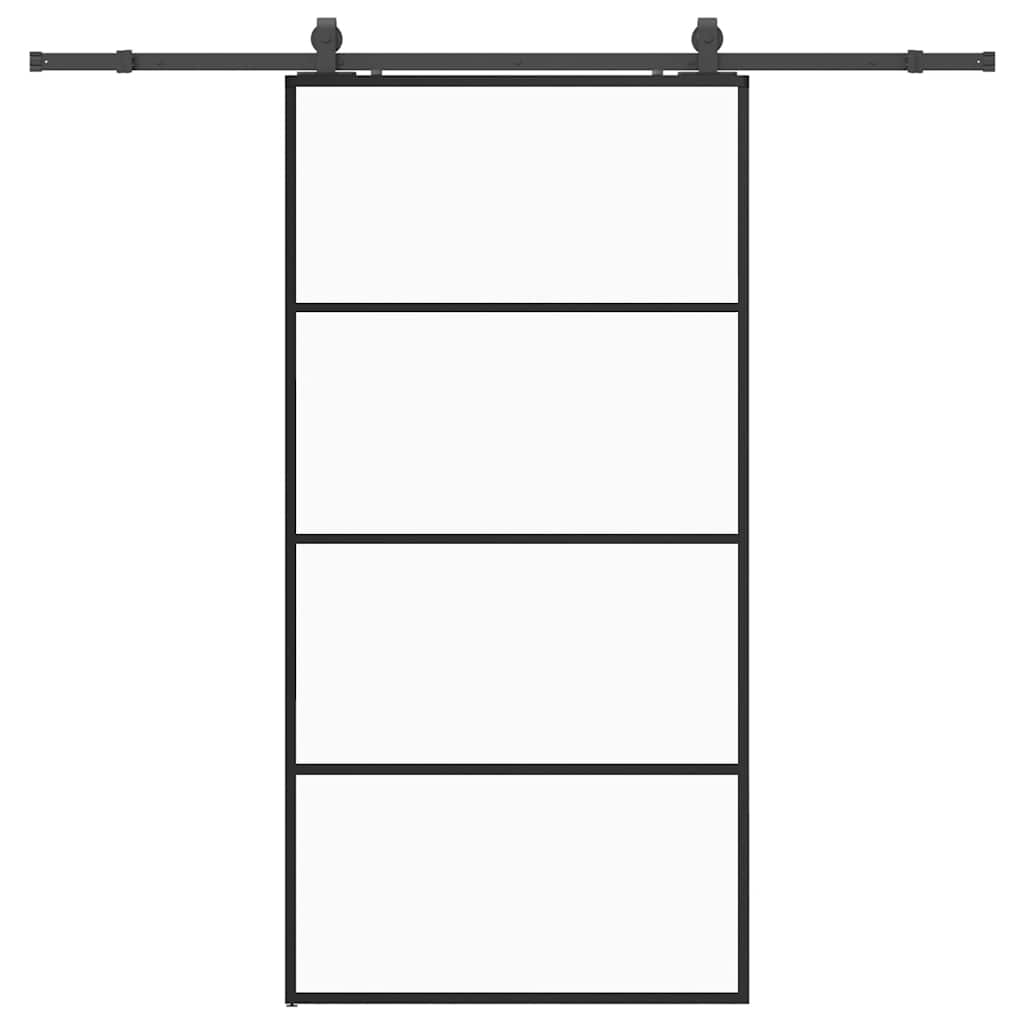 Schiebetür mit Beschlag Schwarz 102,5x205 cm ESG-Glas