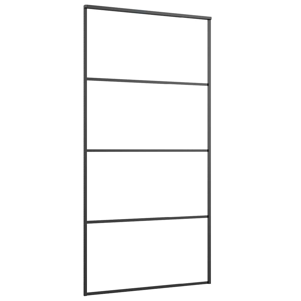 Schiebetür mit Beschlag Schwarz 102,5x205 cm ESG-Glas