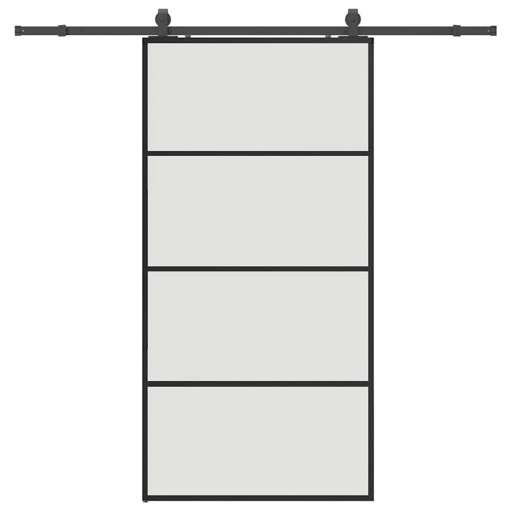Schiebetür mit Beschlag Schwarz 102,5x205 cm ESG-Glas