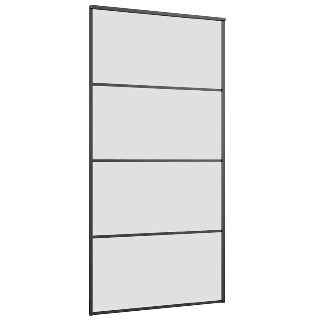 Schiebetür mit Beschlag Schwarz 102,5x205 cm ESG-Glas