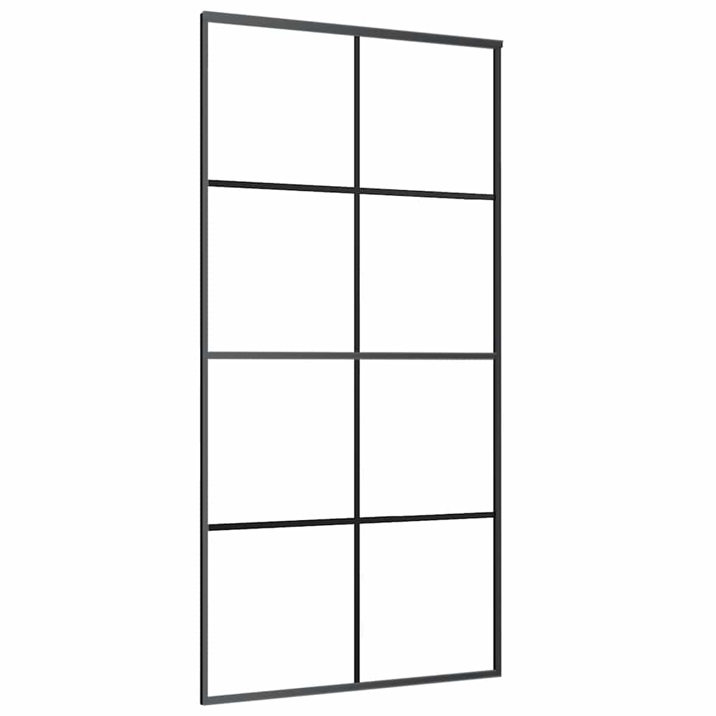 Schiebetür mit Beschlag Schwarz 102,5x205 cm ESG-Glas