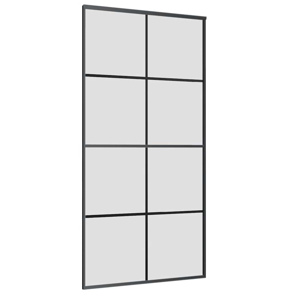 Schiebetür mit Beschlag Schwarz 102,5x205 cm ESG-Glas