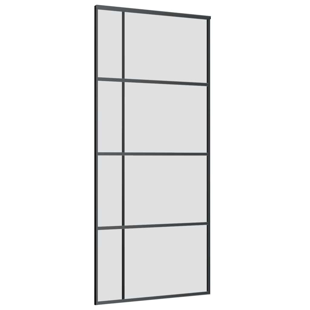Schiebetür mit Beschlag Schwarz 90x205 cm ESG-Glas