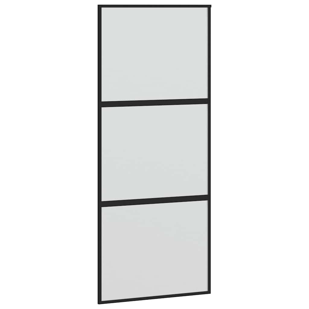 Schiebetür mit Beschlag Schwarz 90x205 cm Hartglas