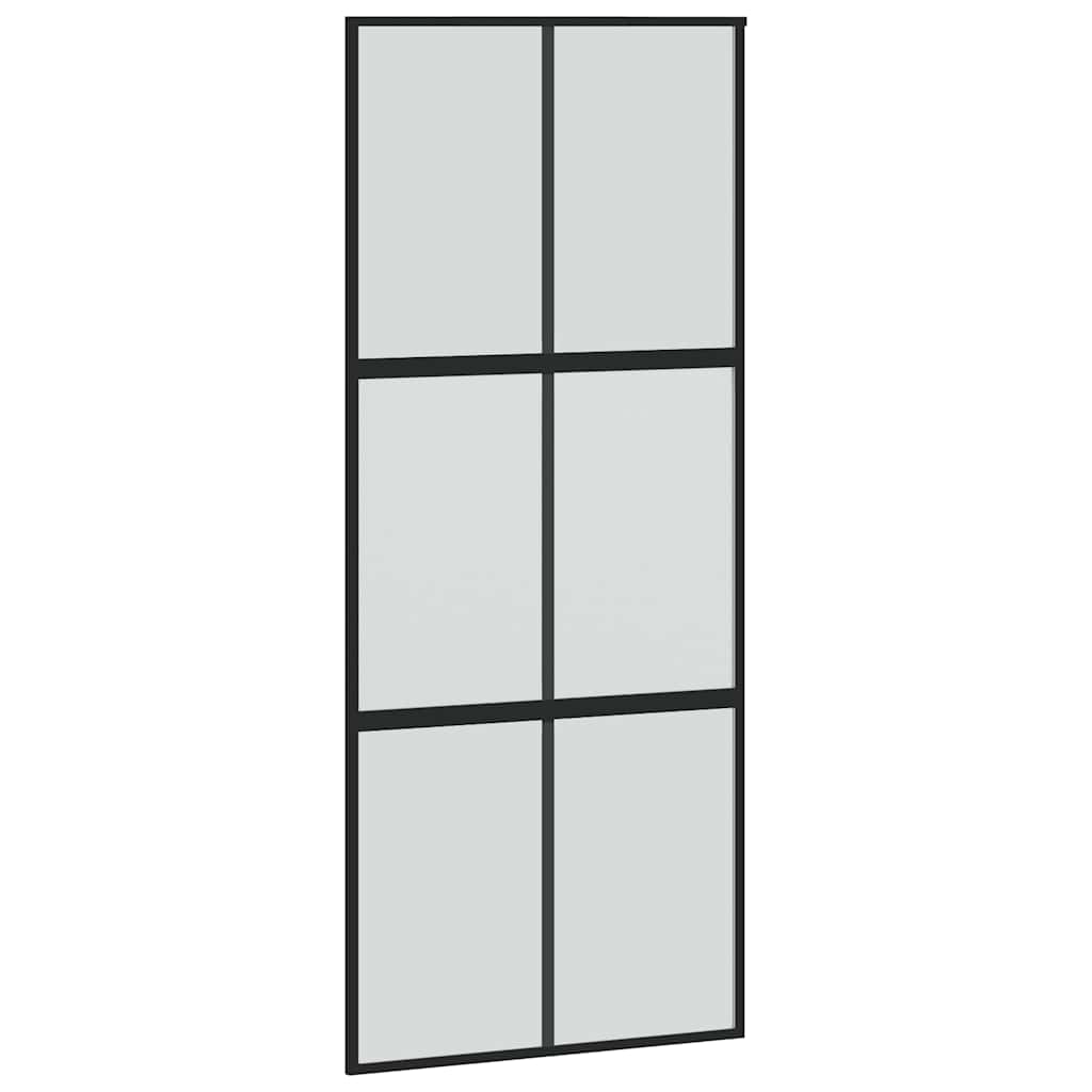 Schiebetür mit Beschlag Schwarz 90x205 cm Hartglas