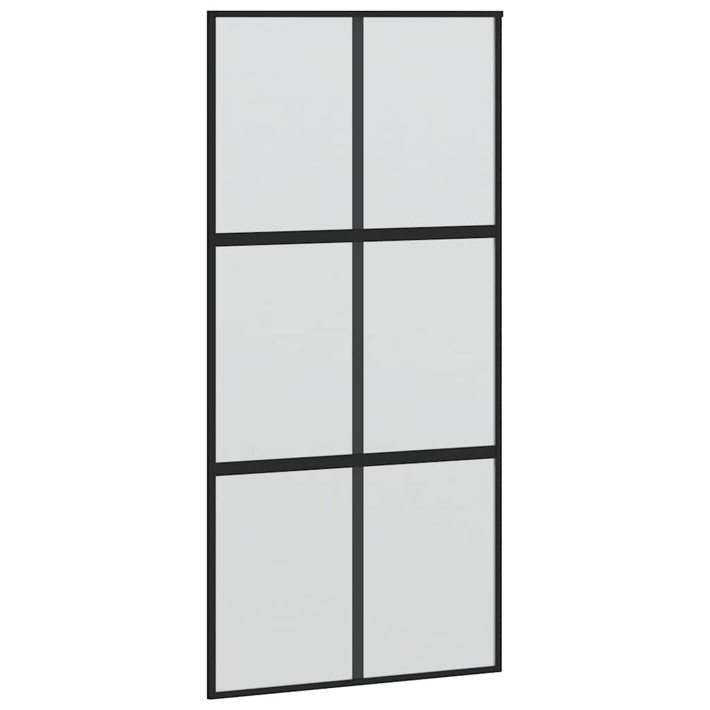 Schiebetür mit Beschlag Schwarz 102,5x205 cm Hartglas