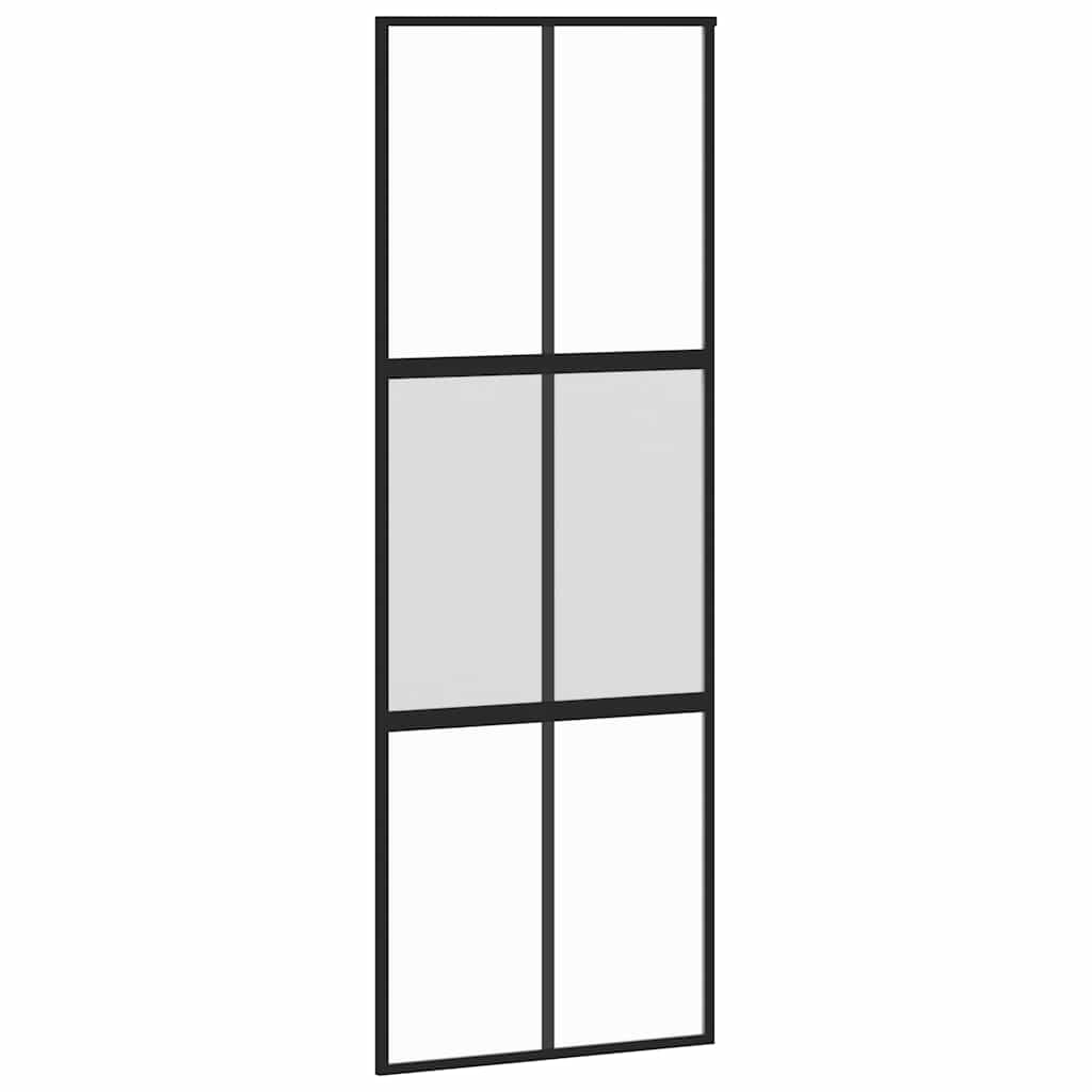 Schiebetür mit Beschlag Schwarz 76x205 cm Hartglas