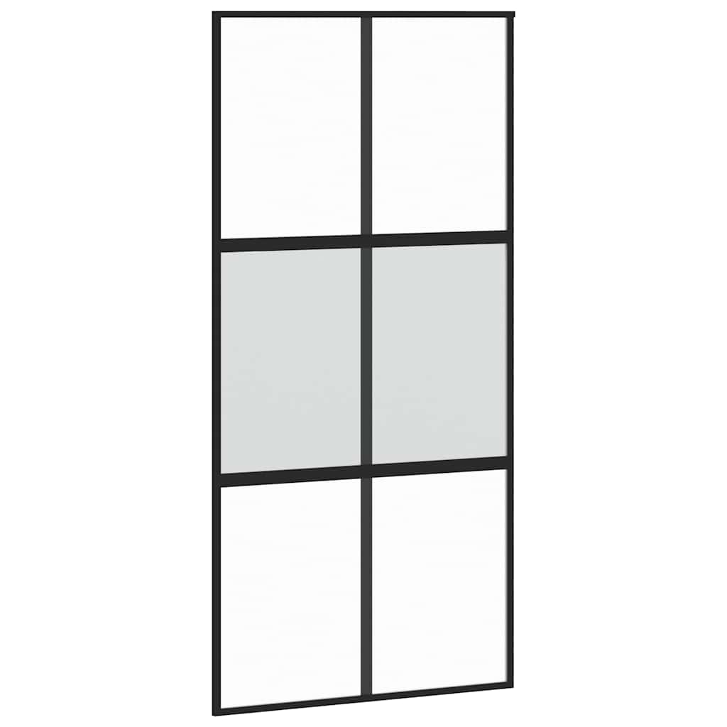 Schiebetür mit Beschlag Schwarz 102,5x205 cm Hartglas