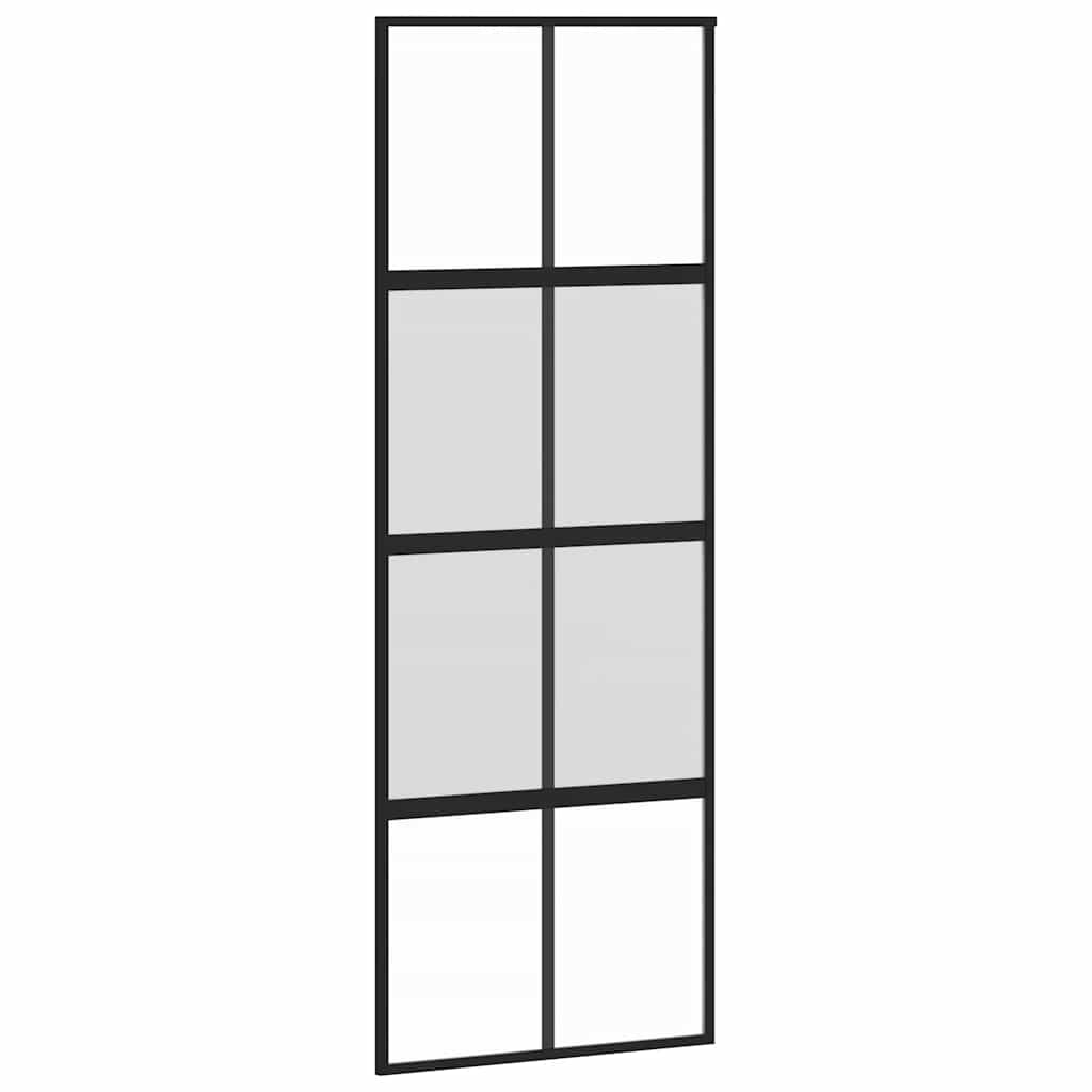 Schiebetür mit Beschlag Schwarz 76x205 cm Hartglas