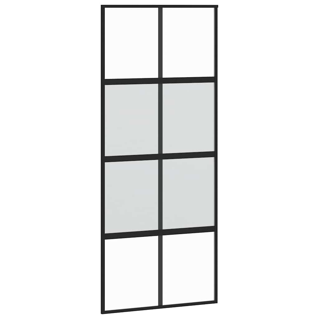 Schiebetür mit Beschlag Schwarz 90x205 cm Hartglas
