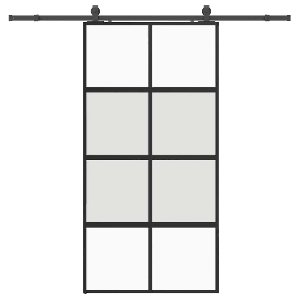 Schiebetür mit Beschlag Schwarz 102,5x205 cm Hartglas