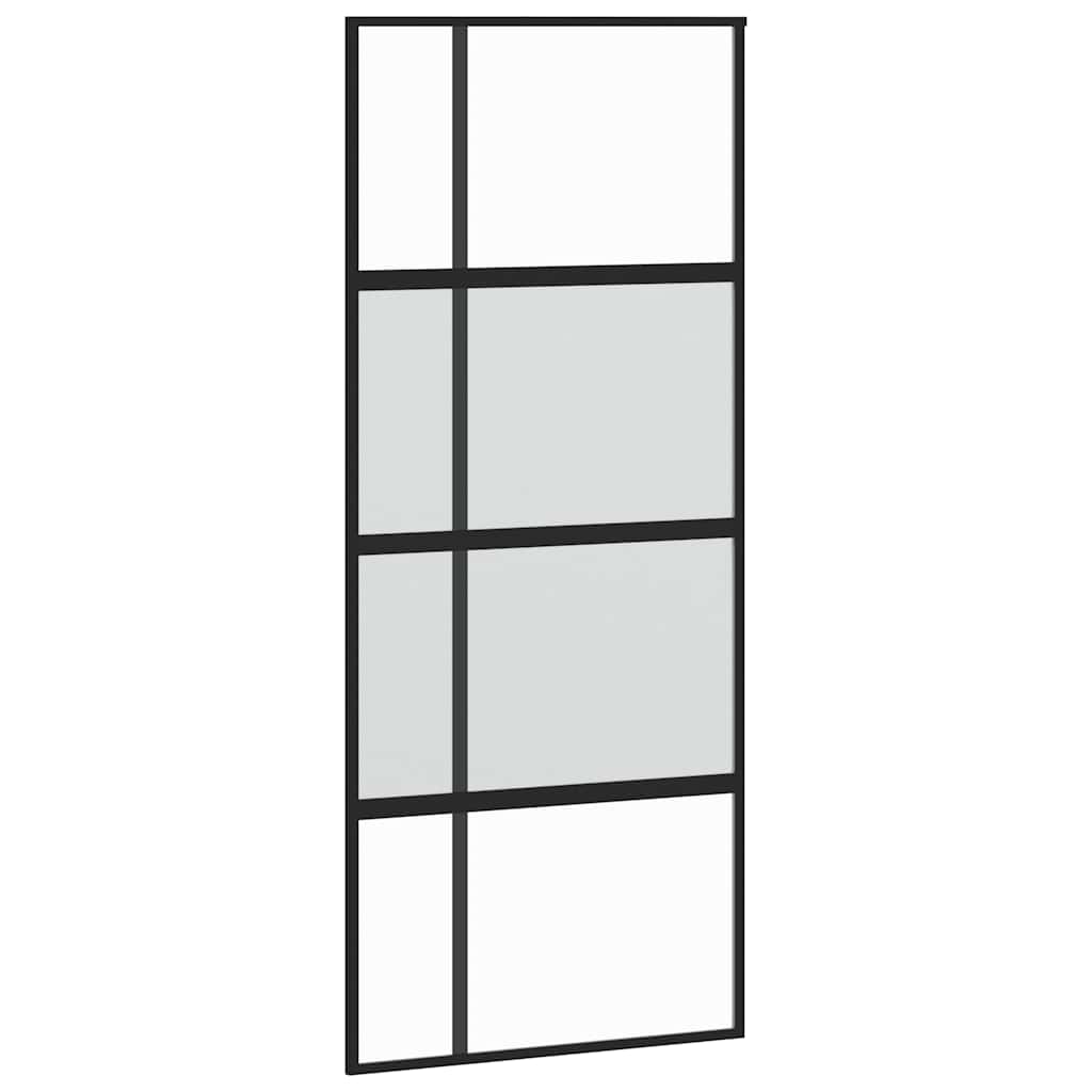 Schiebetür mit Beschlag Schwarz 90x205 cm Hartglas
