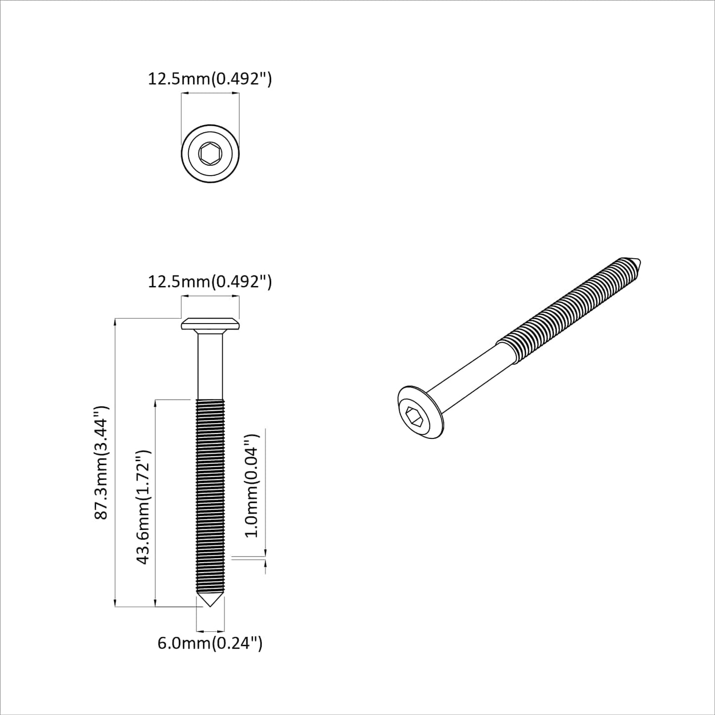 Schraube 1200 stk. Silber M6 x 85 mm Stahl