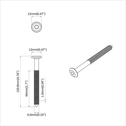 Schraube 2 stk. Silber M6 x 100 mm Stahl
