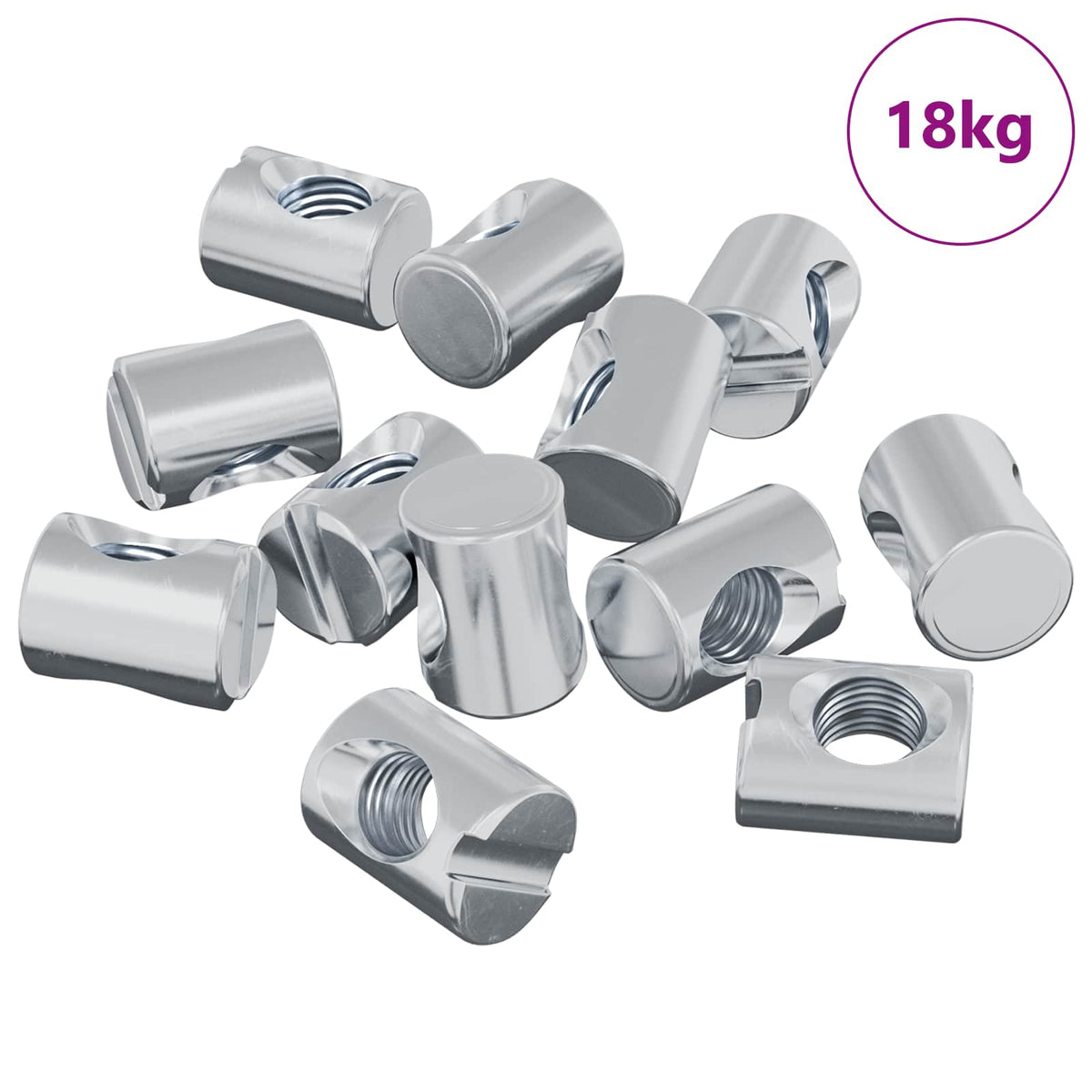 Zylindermuttern 3462 Stk. Silber M6 x 13 mm Metall
