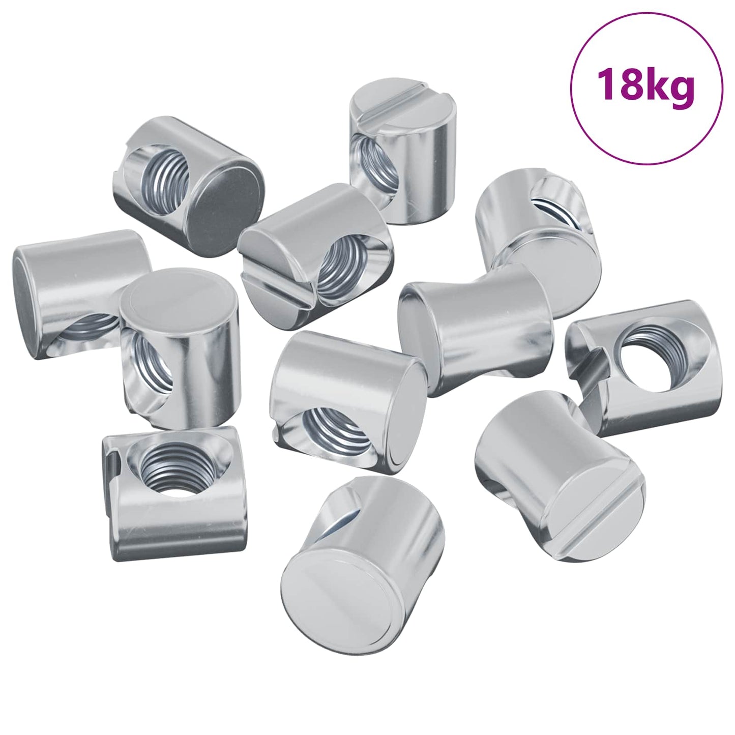 Zylindermuttern 4500 Stk. Silber M6 x 12 mm Metall