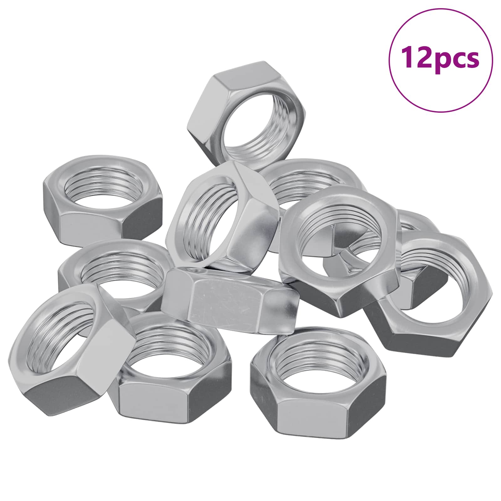 Sechskantmutter 12 Stk. Silber M6 Metall
