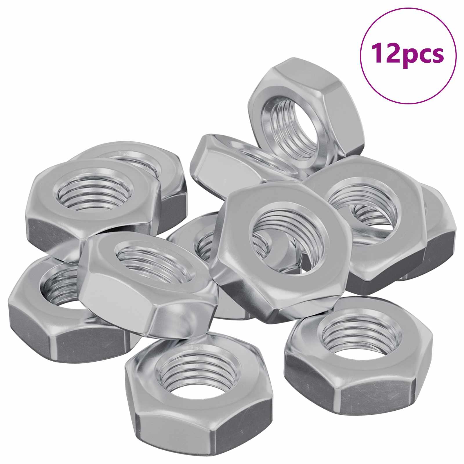 Sechskantmutter 12 Stk. Silber M8 Metall