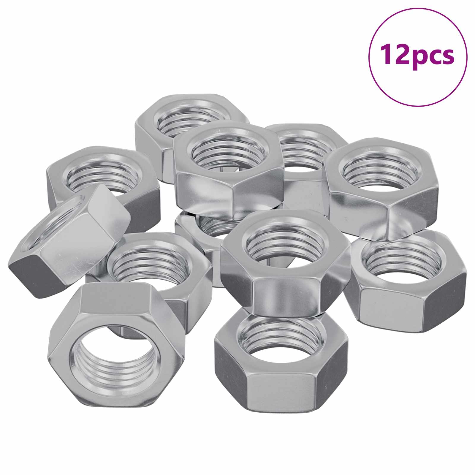 Sechskantmutter 12 stk. Silber M6 Metall