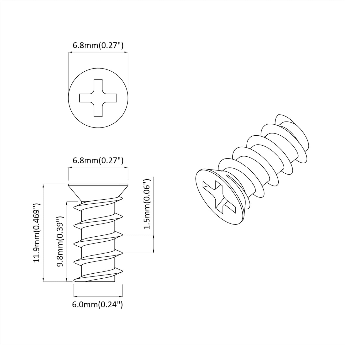 Schraube 10909 Stk. Silber M6 x 12 mm Eisen
