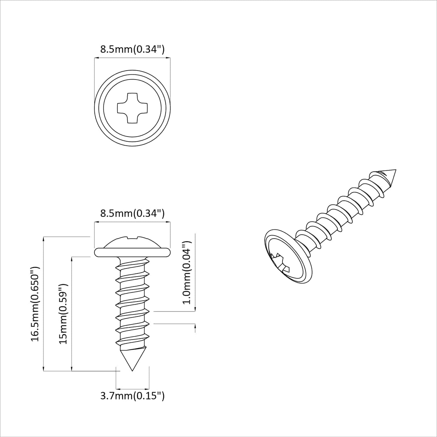 Schraube 12 stk. Silber M4 x 16 mm Stahl