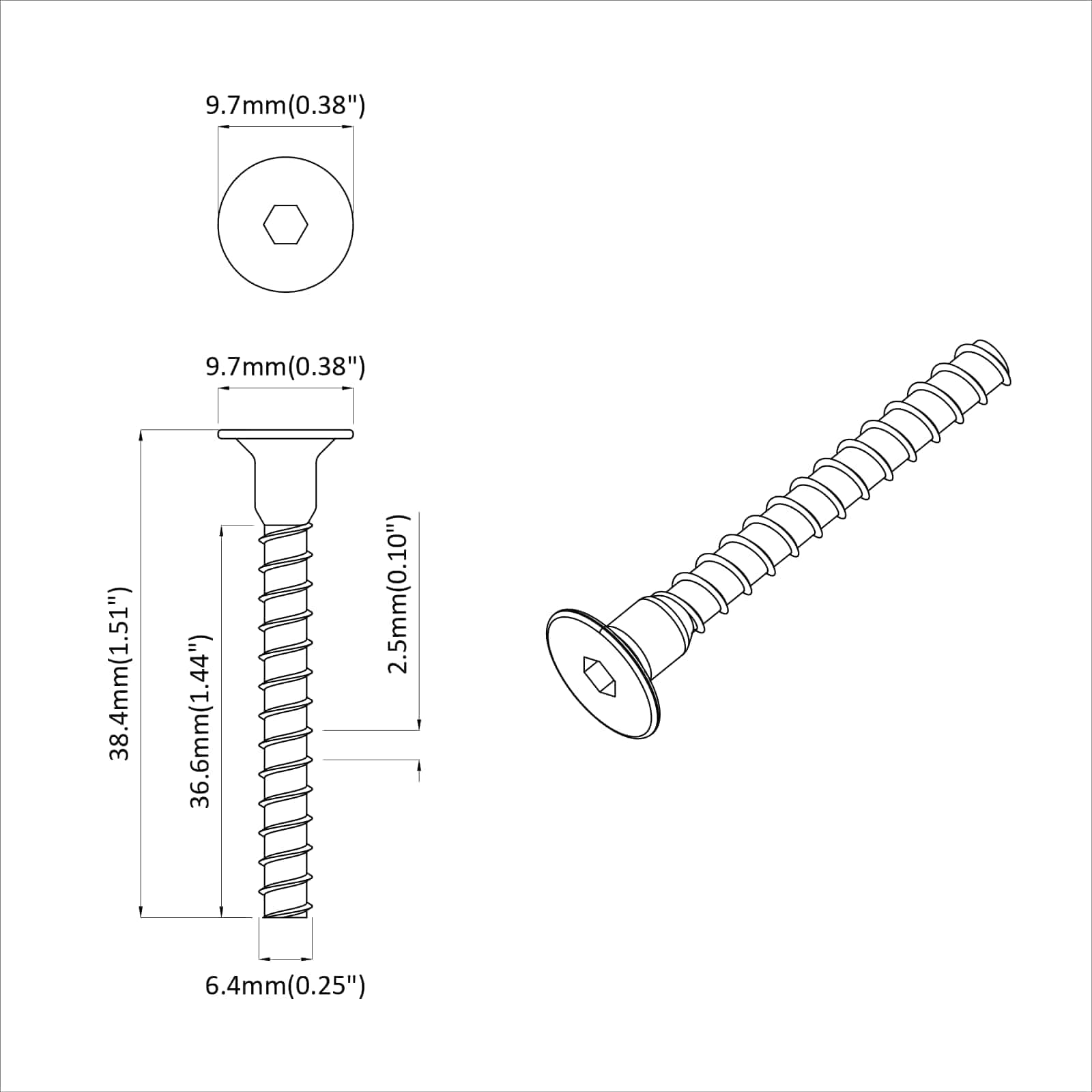 Steckkappen-Schraube 3072 Stk. Schwarz 7 x 40 mm Eisen