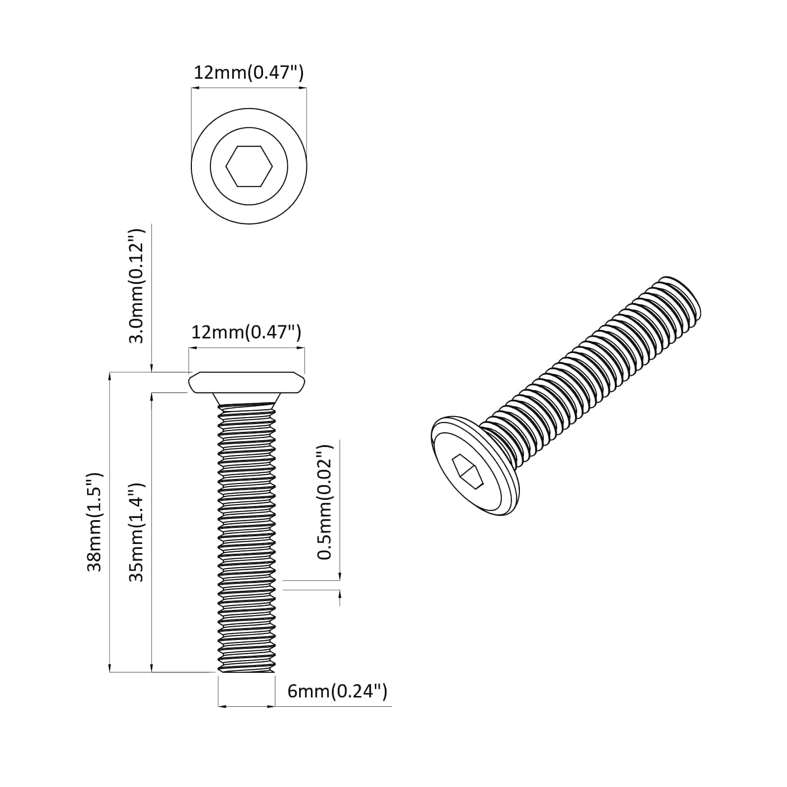 Schraube mit Sperre Uni 2 Stk. Silber M6 x 35 mm Stahl