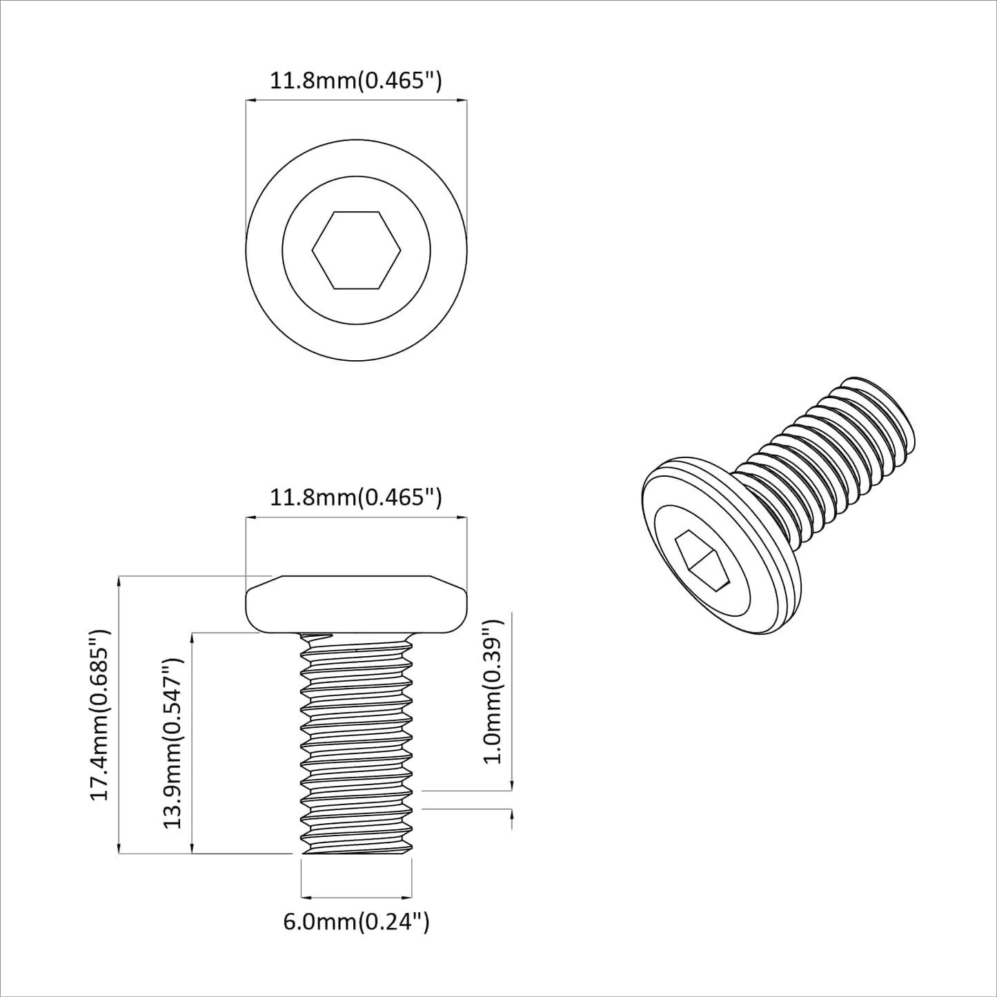 Kopf-Sicherungsschraube 2 stk. Silber M6 x 15 mm Stahl