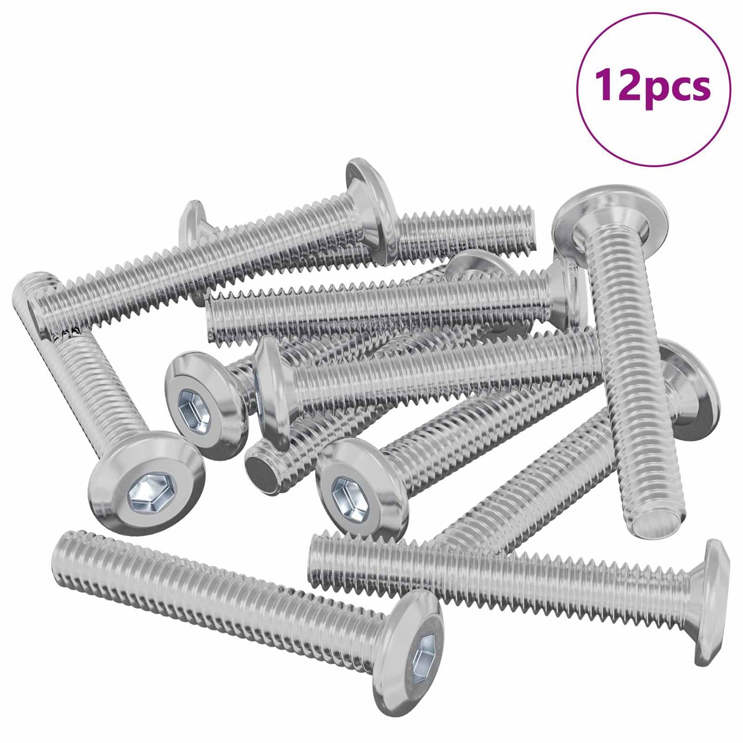 Kopf-Sicherungsschraube 12 stk. Silber M6 x 35 mm Stahl