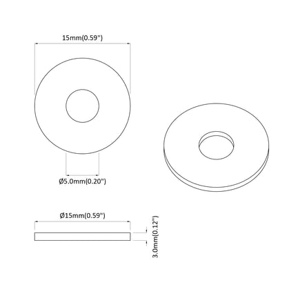 geeignet für Flachscheiben 2 Stk. Schwarz ∅15 x 3 mm