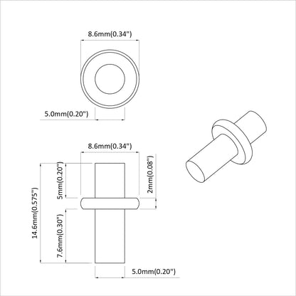 Regalstecker 2 Stk. Silber 8,6 x 8,6 x 14,6 mm Stahl
