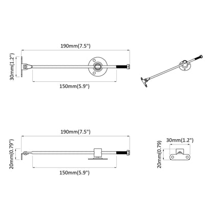 Zugstangen-Scharnier 2 pcs Silber 190 mm Eisen
