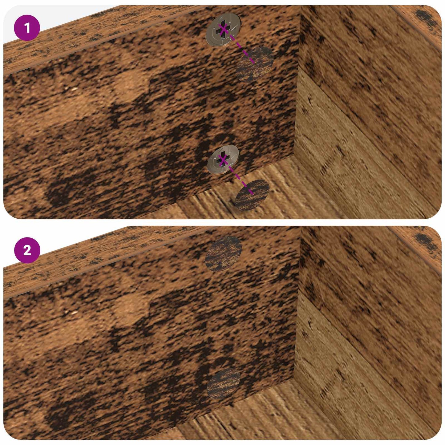 Selbstklebende Schraubenabdeckung 2 stk. Altholz Ø 20 x 0,5 mm