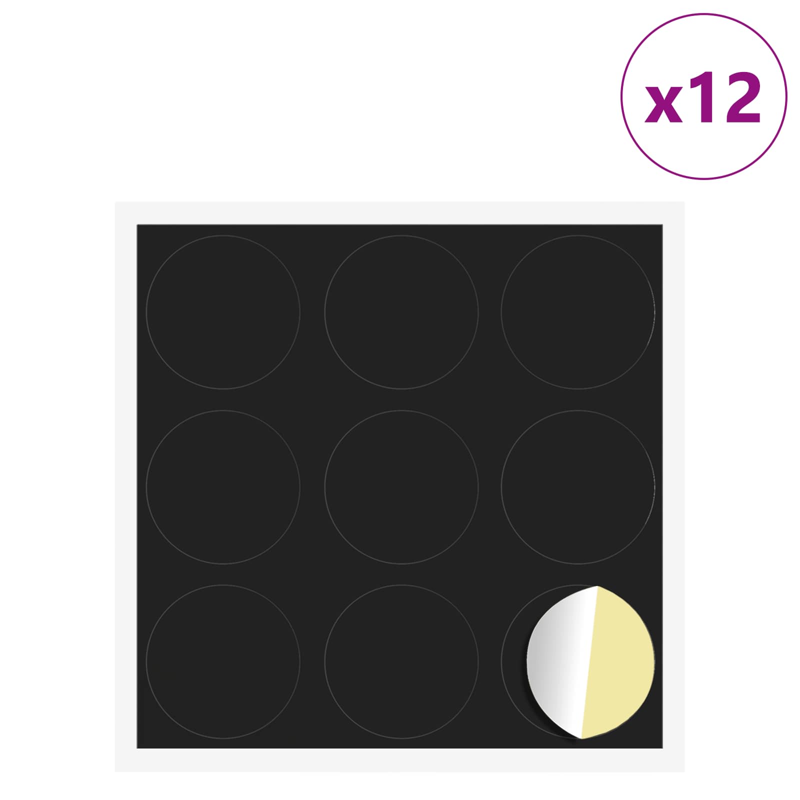 Selbstklebende Schraubenabdeckung 12 stk. Schwarz Ø 20 x 0,5 mm