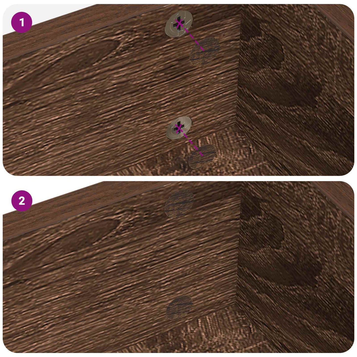 Selbstklebende Schraubenabdeckung 2 stk. Braun Eichen-Optik