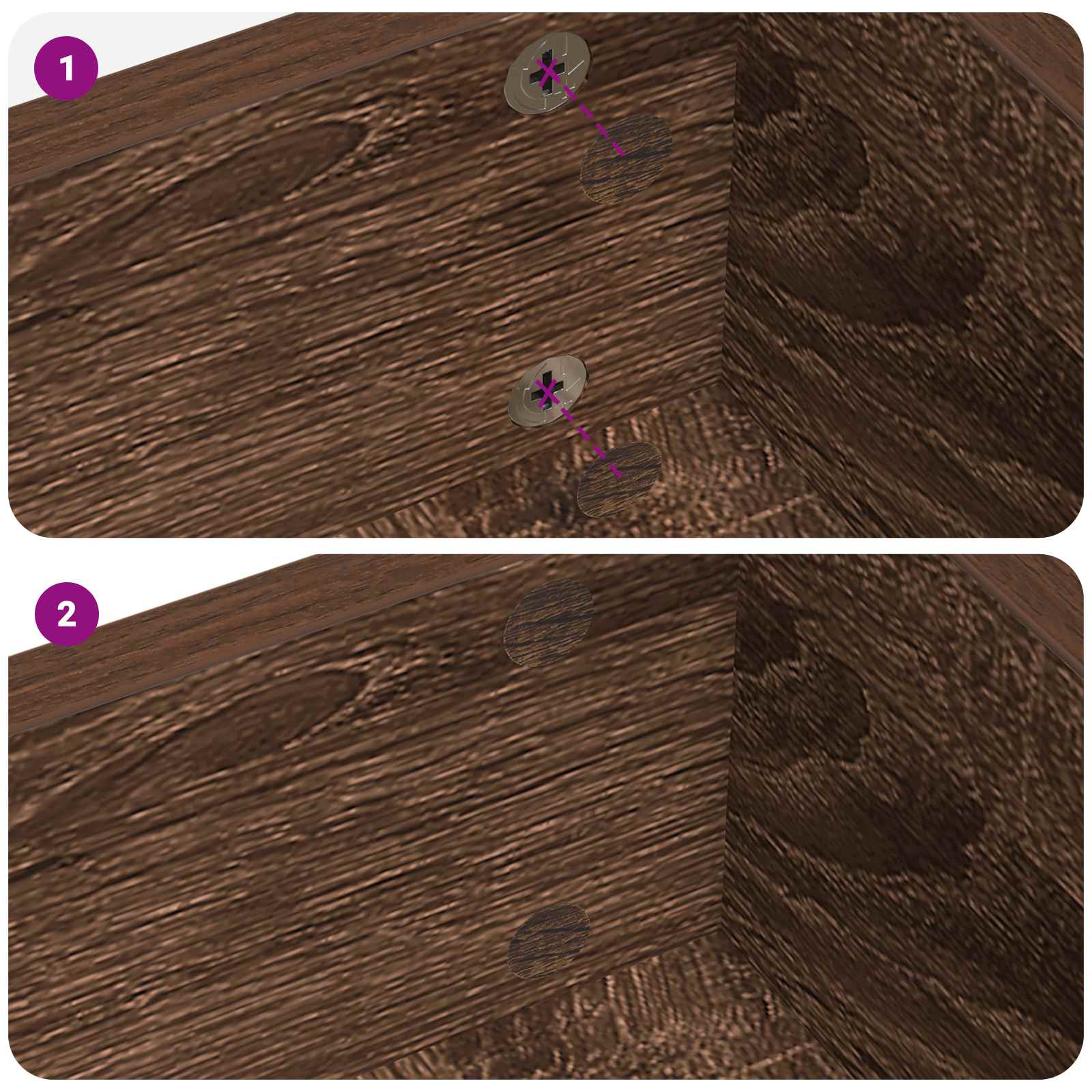 Selbstklebende Schraubenabdeckung 2 stk. Braun Eichen-Optik