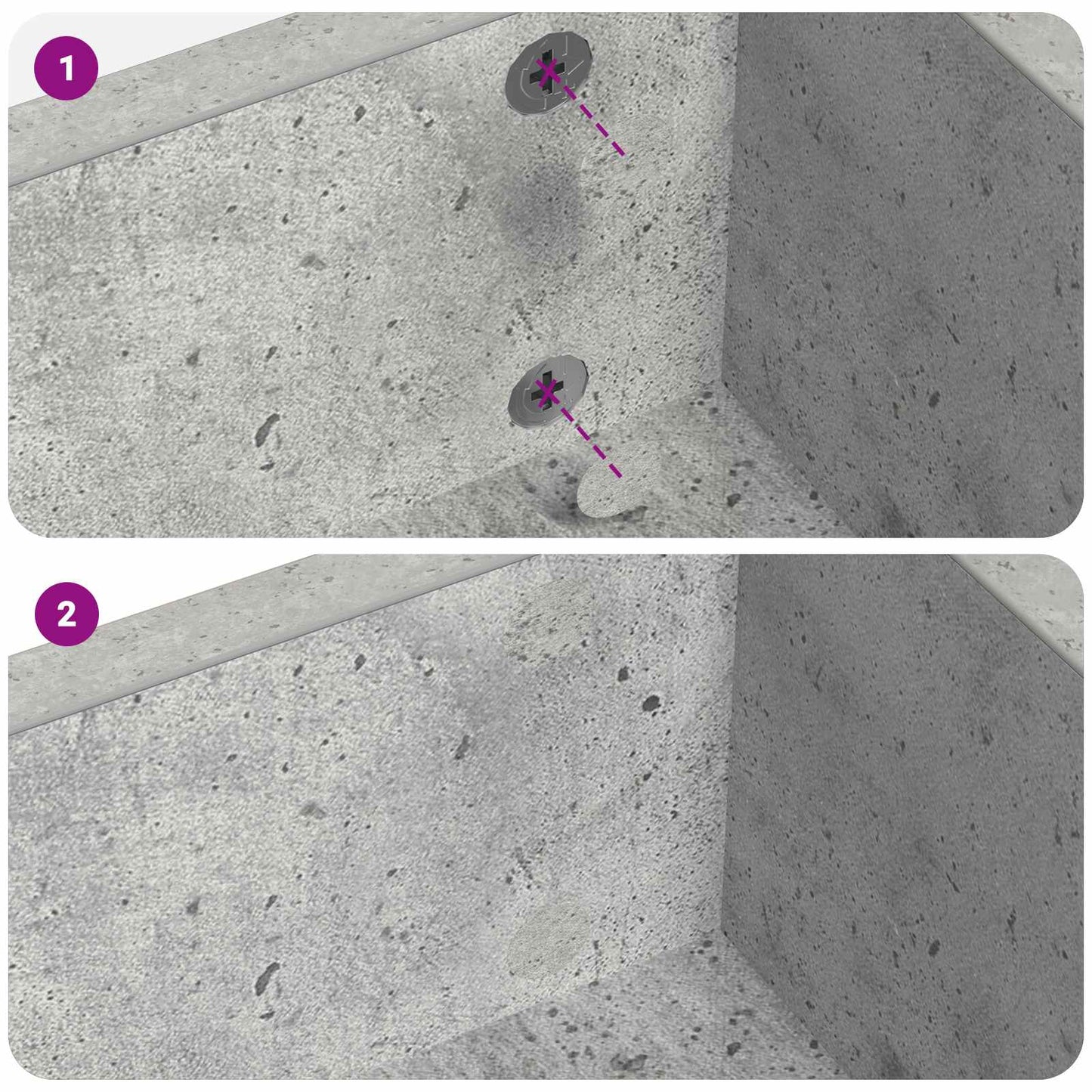 Selbstklebende Schraubenabdeckung 2 stk. Beton Grau