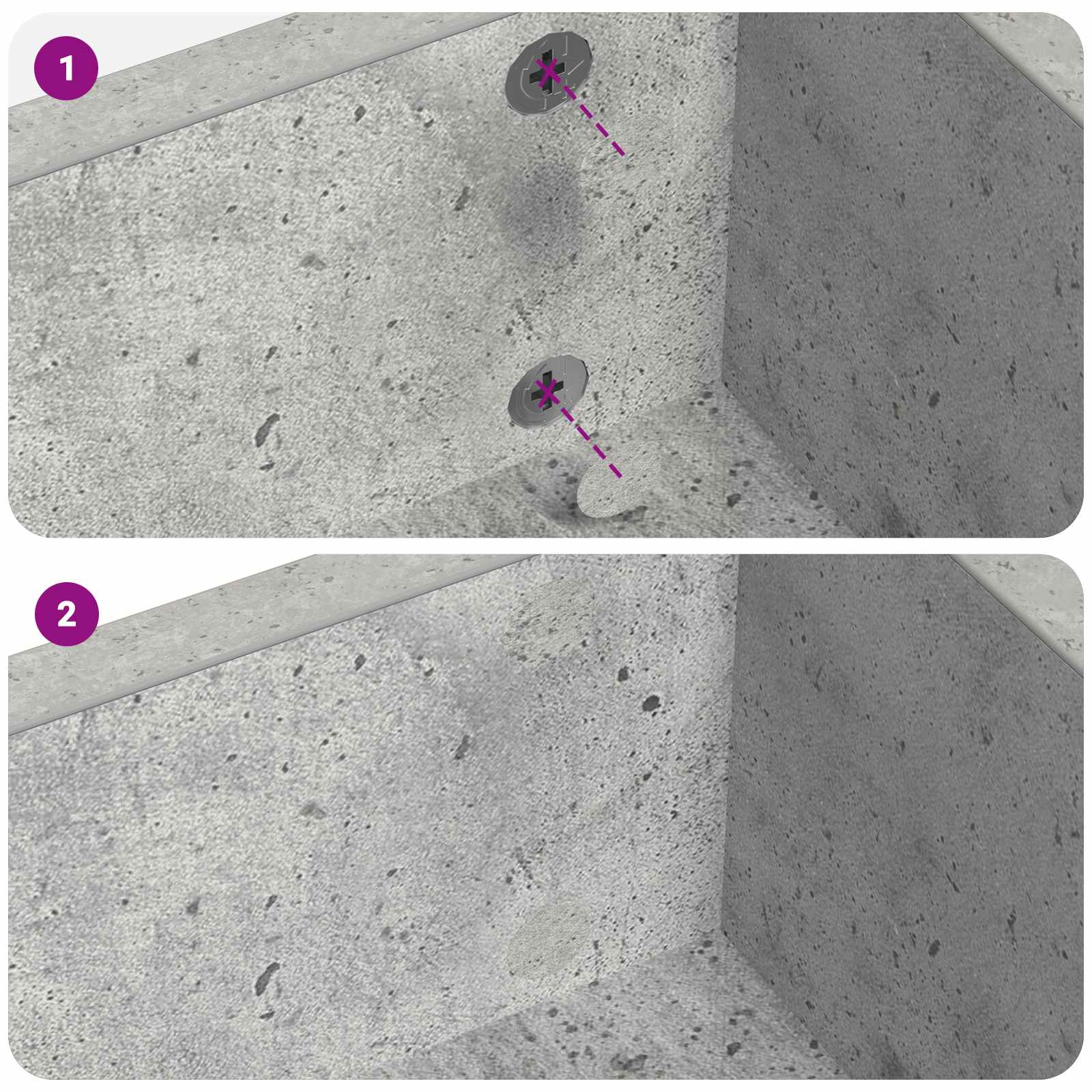 Selbstklebende Schraubenabdeckung 2 stk. Beton Grau