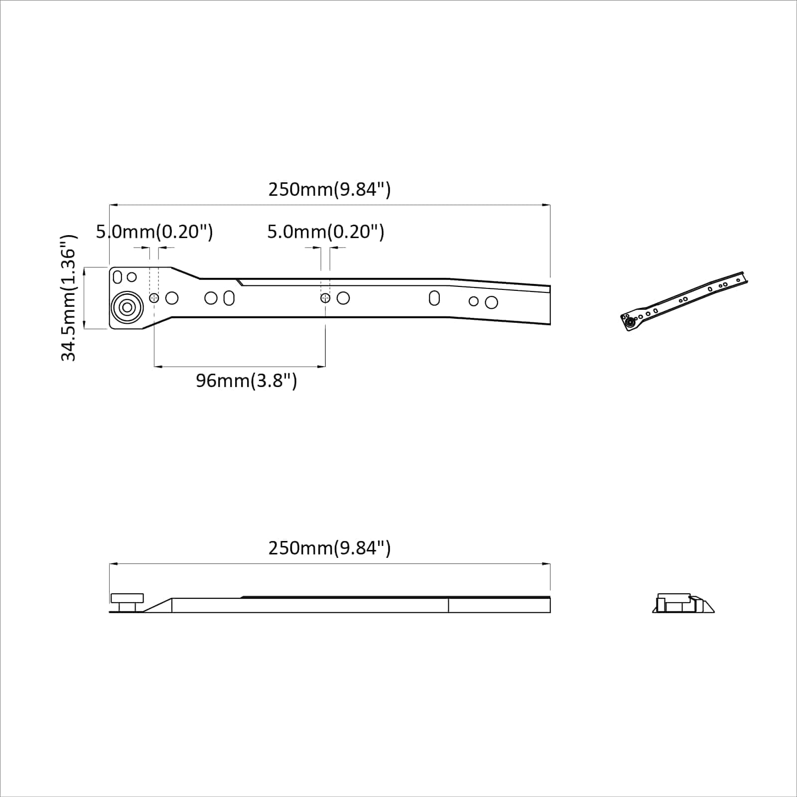 Schubladenschiene 2 Stk. Weiß 250 mm Stahl