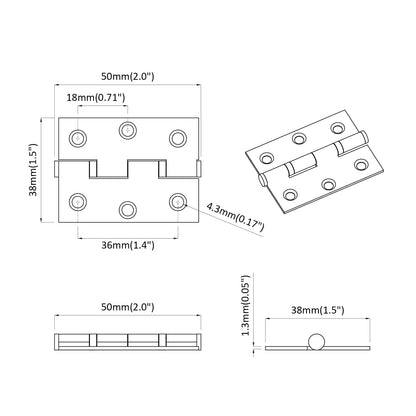 Scharnier 720 Stk. Silber 50 x 38 x 1,3 mm Stahl