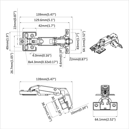 Scharnier 12 Stk. Nickel 139 x 64,1 x 10 mm Eisen