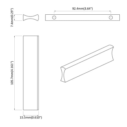 Griff Uni 12 stk. Silber 105,7 x 7,4 x 15,5 mm Aluminium