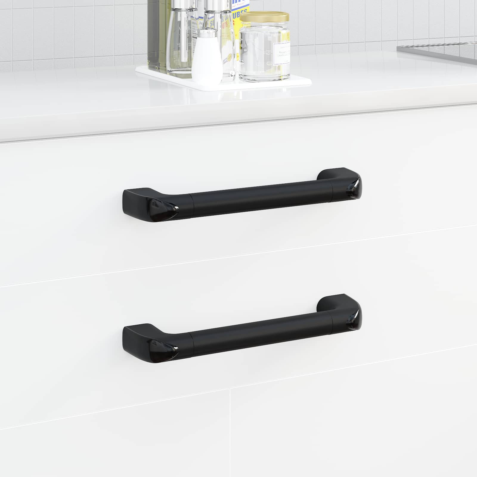 Griff Uni 2 Stk. Schwarz 380 x 34 x 85 mm Aluminium und PP