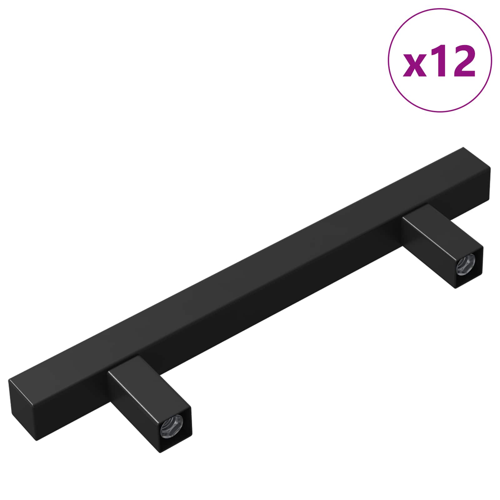 Schrankgriff 12 Stk. Schwarz 150 x 12.3 x 35.2 mm Edelstahl