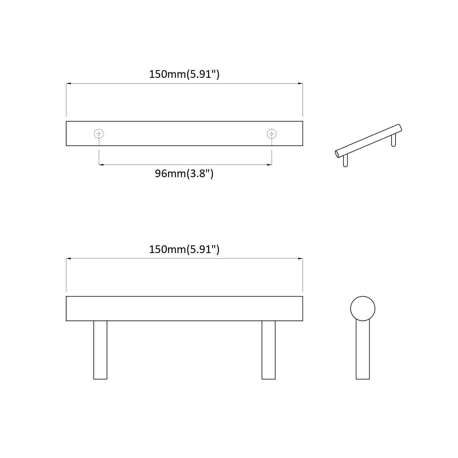 Schrankgriff 510 Stk. Gold 150 mm Edelstahl