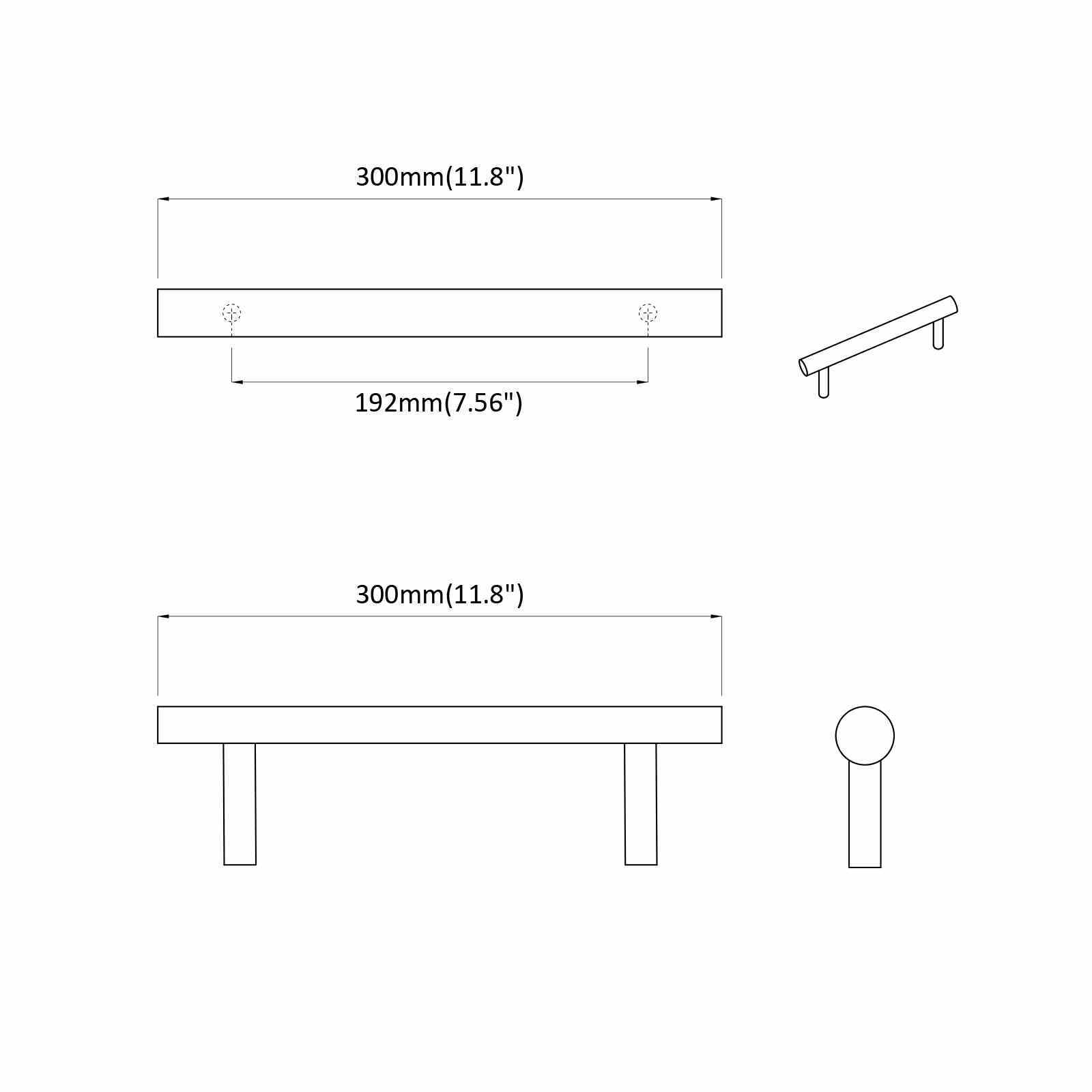 Schrankgriff 2 Stk. Silber 300 mm Edelstahl