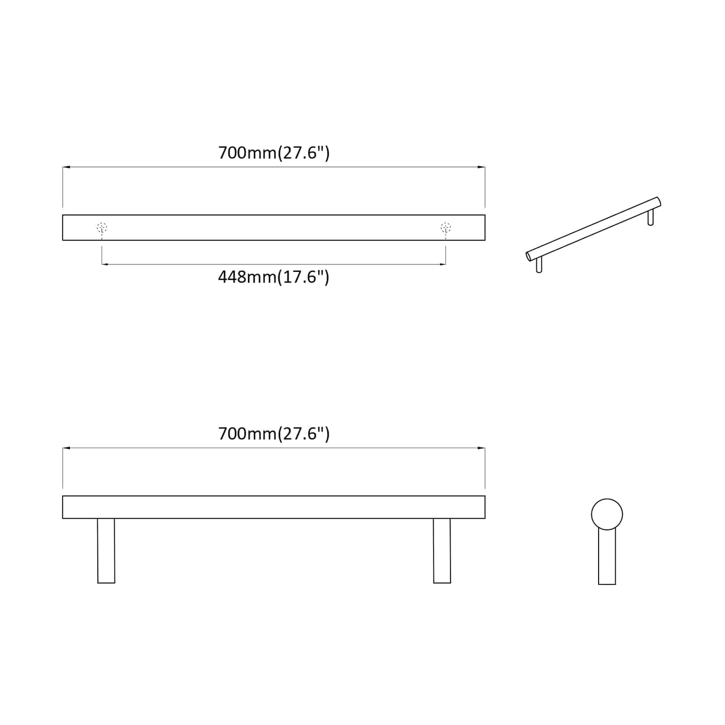 Schrankgriff 12 Stk. Silber 700 mm Edelstahl