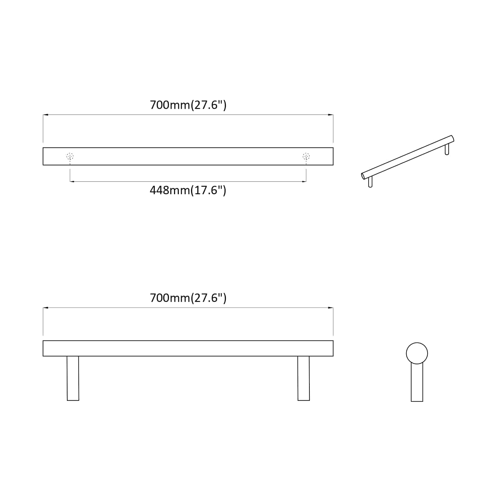Schrankgriff 12 Stk. Silber 700 mm Edelstahl