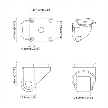 Bockrolle 12 Stk. Silber 44,1 x 44,1 x 1,95 mm Nylon